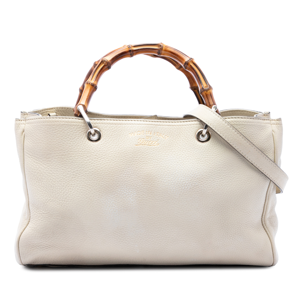 Pre-Loved Gucci Medium Calfskin Bamboo Shopper Satchel